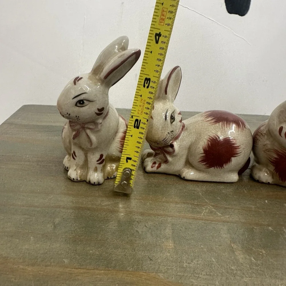 Lot Of 3 Staffordshire Style Bunny Rabbit Small Porcelain Figurine 3-4